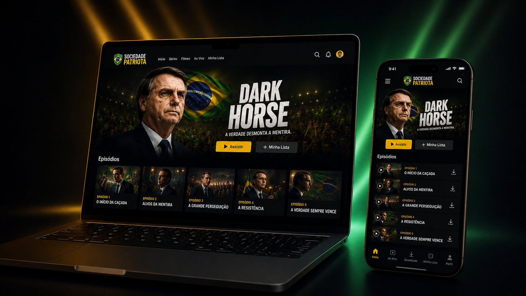 Plataforma exclusiva de documentários no notebook e celular